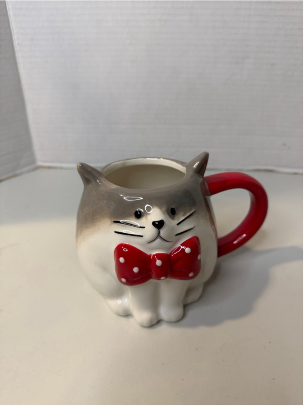 Wondershop Cat Shaped Mug One Size White Grey